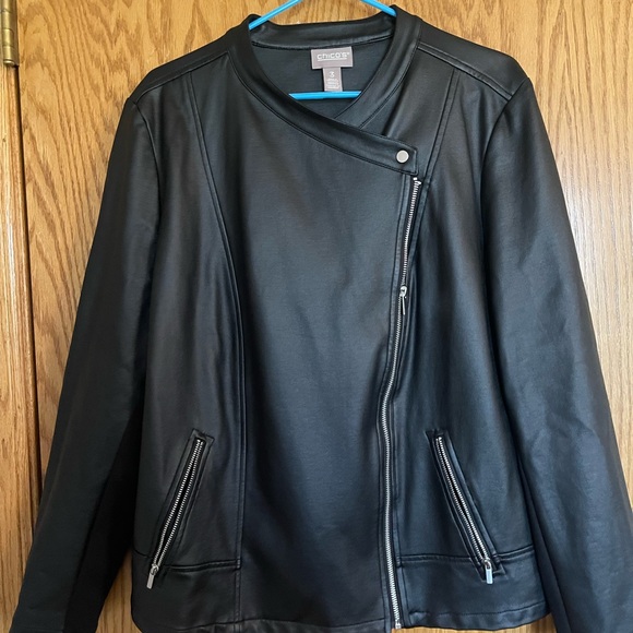 Beautiful Chicos faux leather jacket new without tags size 3 or XL - Picture 9 of 9